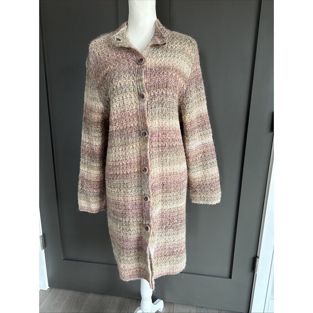 J Jill Alpaca Wool Blend Cardigan Sweater Women’s Sz XL Knit Long Velvet Button